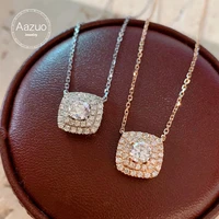 aazuo hot sale 18k pure white gold rose gold natrual diamond classic square necklace with chain gift for woman senior party