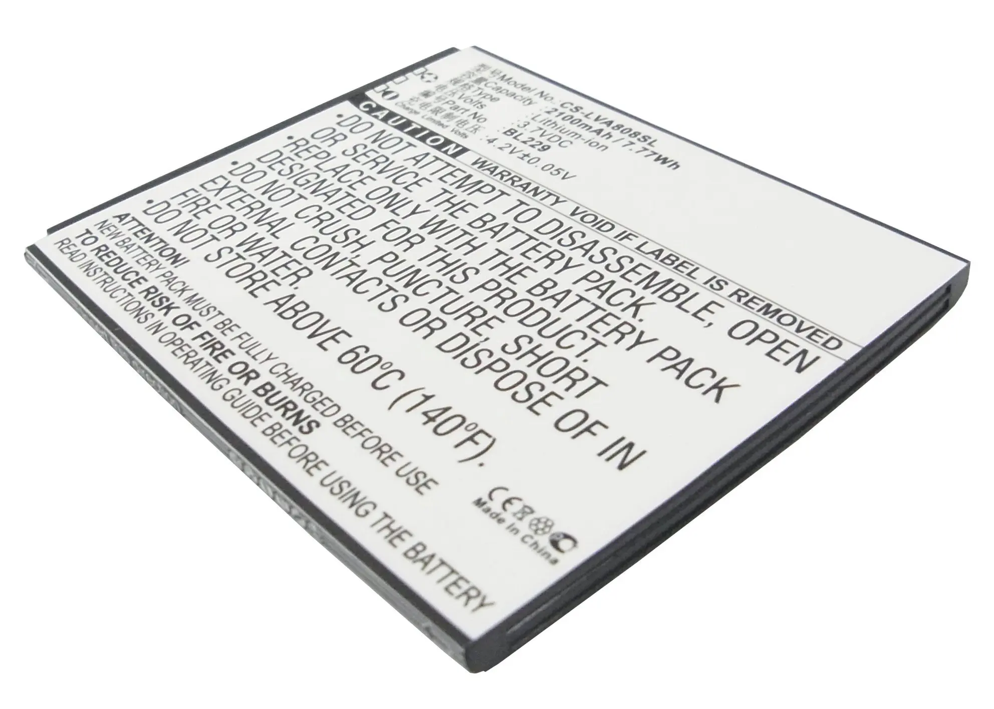 Battery cs-lva808sl bl229 for Lenovo A806 a806t A8 3.7V 2100mAh 7.77wh |