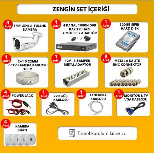 4 камеры 5 Мп SONY Объектив FullHD camera Set-320GB Disk камера ночного видения система