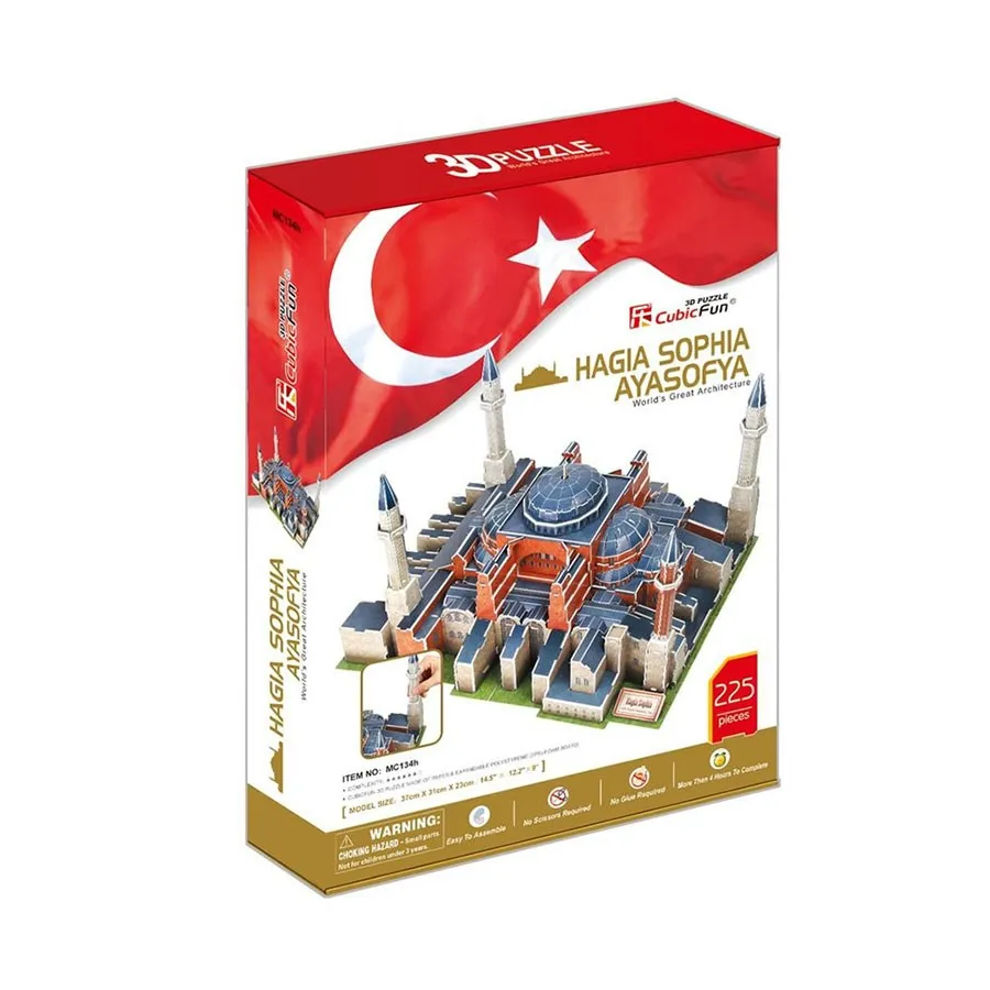 

3D модель пазла CubicFun «Hagia Sophia Ayasofya», модель города 3D, креативные игрушки «сделай сам», 225 пазлов, забавная кубическая головоломка Ayasofya