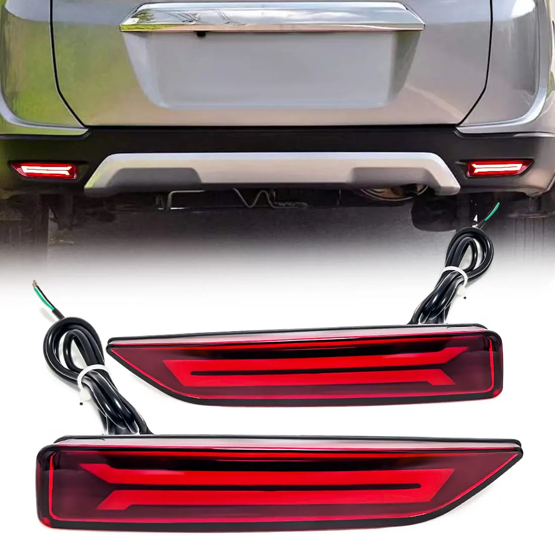 

2Pcs LED Rear Bumper Lights with Brake Lamp Driving Light Reflector For Honda BRV 2016-2018