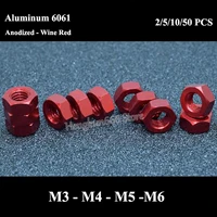 m3 m4 m5 m6 aluminum alloy hexagon nuts anodized wine red aluminium hex nut din 934 for screw bolts