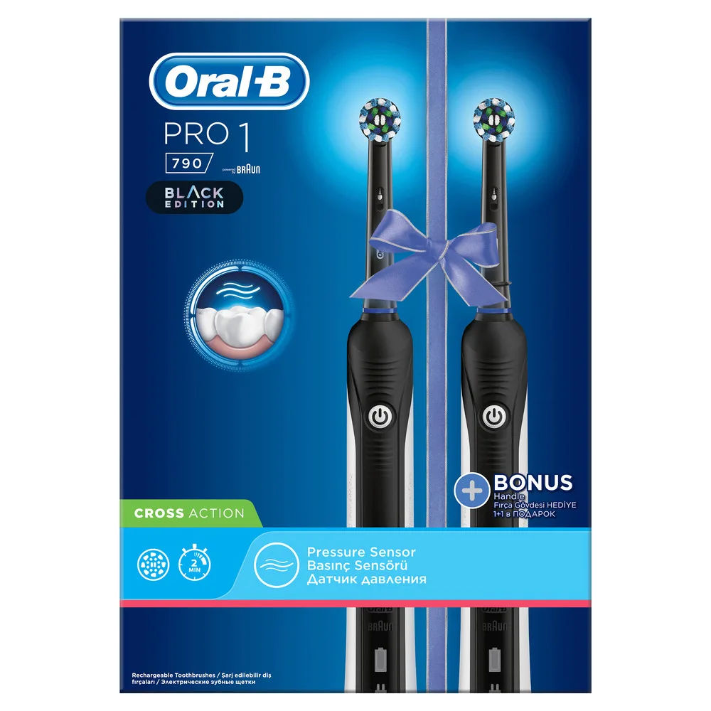 Подарочный набор Oral-B Pro 1 790 - Электрические зубные щетки для взрослых черные |