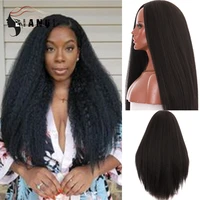 dianqi synthetic long straight wigs 24 inch black hd transparent lace wig for afro woman party daily use hair