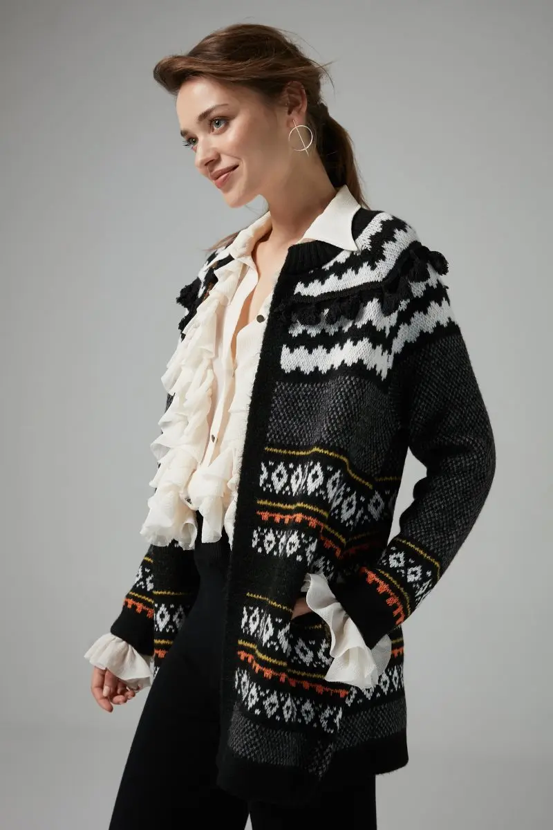 Женский вязаный кардиган с бахромой Joinus|Женские куртки| |