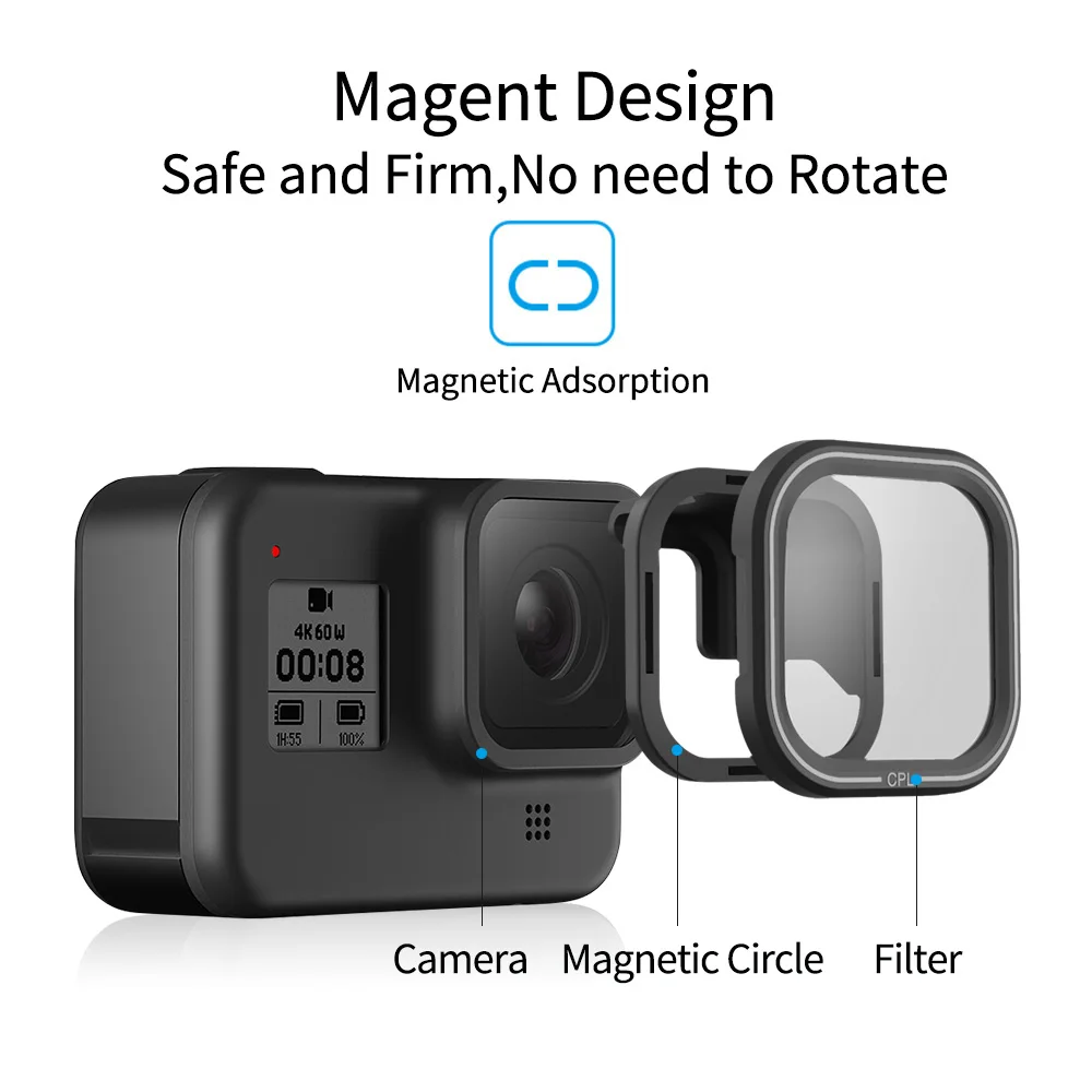 Набор Магнитных фильтров TELESIN ND8 ND16 ND32 защита объектива CPL ND фильтр для GoPro Hero 8