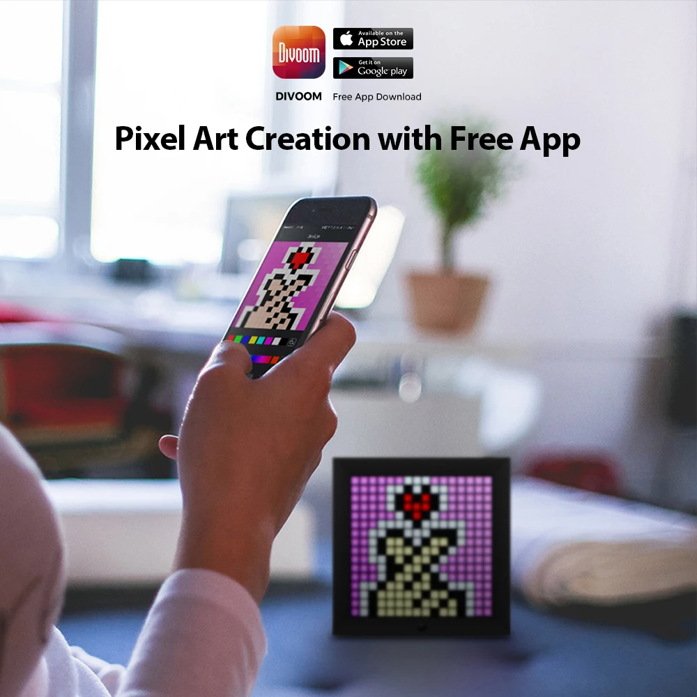 Divoom Pixoo умные часы Будильник bluetooth цифровая рамка pixel art светодиодный светильник знак DIY через приложение умный дом украшение Рождественский подарок