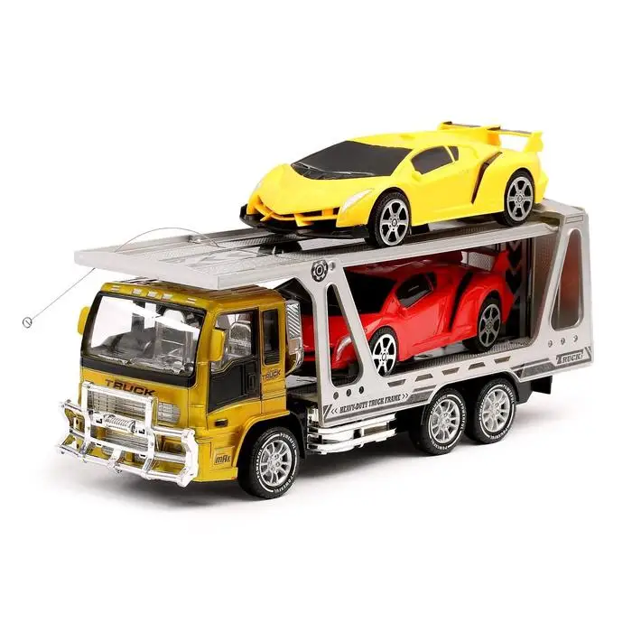 Грузовик радиоуправляемый Автовоз с 2 машинами работает от аккумулятора свет