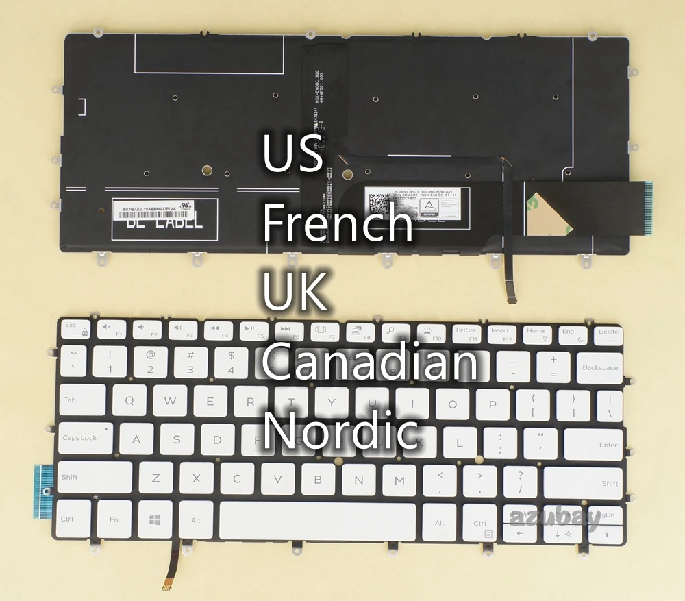 

Американская французская канадская Скандинавская клавиатура SD FI NW DN для DELL XPS 9370 9380 9305 XPS 13 7390 0RMCR1 0GM4FH 0N3NG0 0KCT1W с белой подсветкой