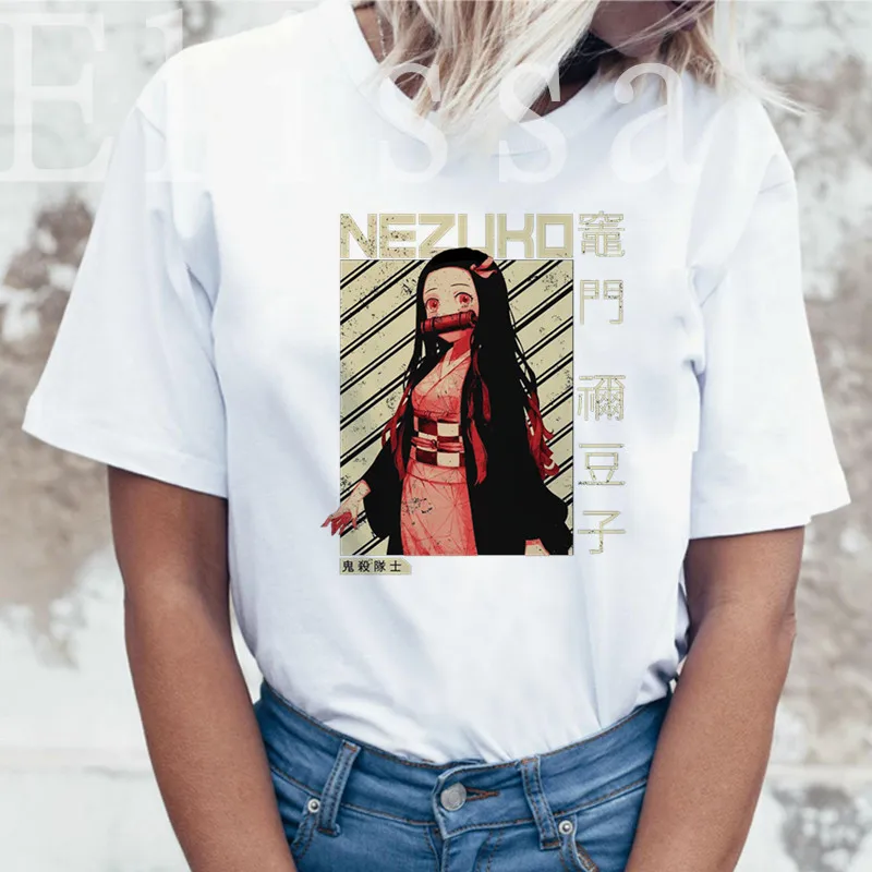 Модные футболки с принтом Демон клинок футболка для девочек Harajuku большие размеры