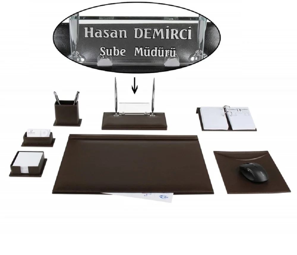 Ceyhan офисный деловой коричневый кожаный стол набор подставок для стола с