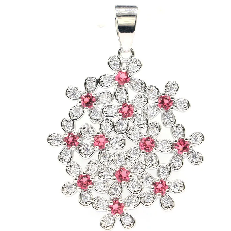 40x28 мм Делюкс цветы Форма создан розовый Raspberry родолит гранат циркон серебряный