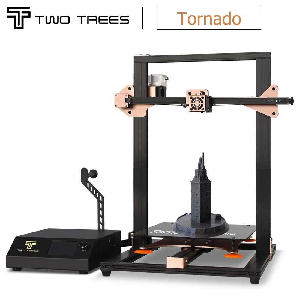Twotrees-impresora 3D TOVE, máscara de impresión Tornado, nivel láser, extrusora de doble engranaje táctil, resorte de nivelación de vidrio, cama caliente Prusa i3