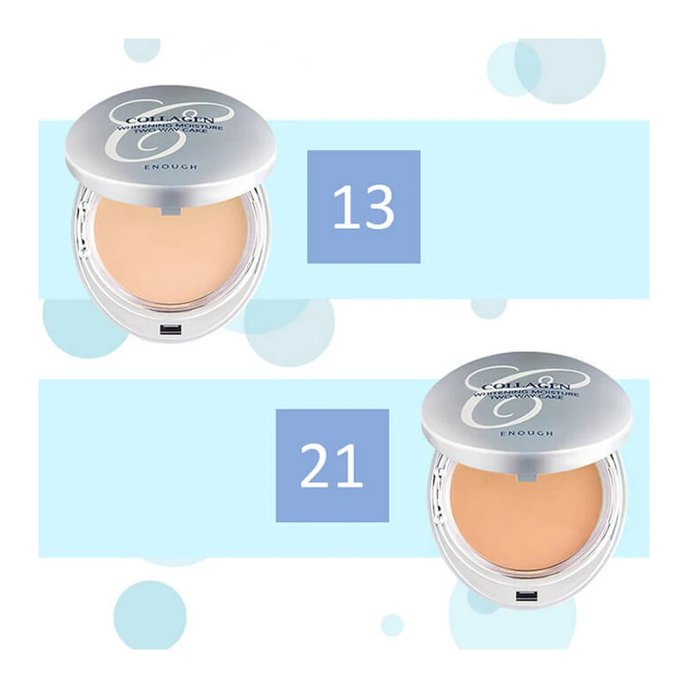 Enough Пудра для лица осветляющая с коллагеном 3в1 со сменным блоком Collagen Whitening Moisture
