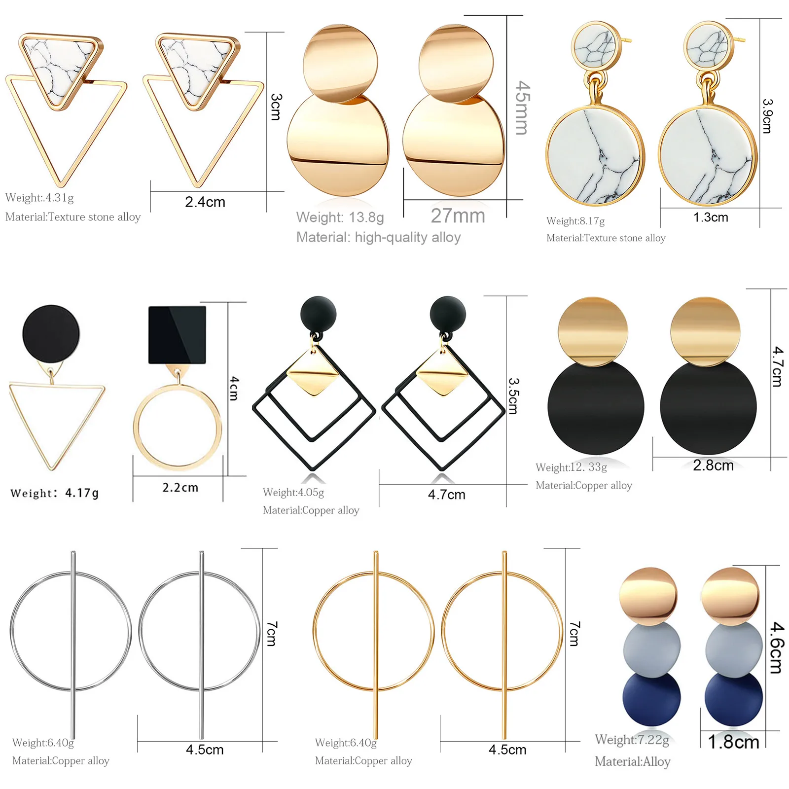 Модные новые яркие акриловые серьги-кольца для женщин круглые золотистые полые