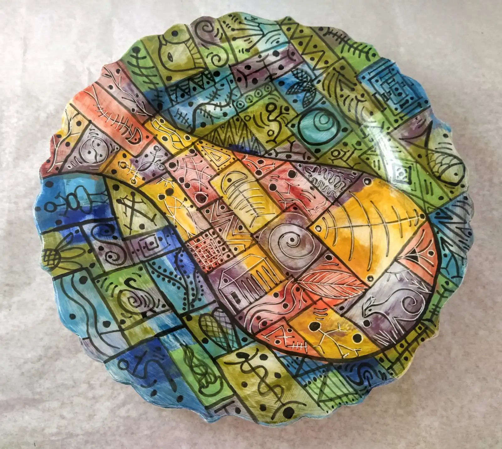 

Finecraft Handmade 100% Original and Original Design Ceramic, Tile Decorative Plate Es-632