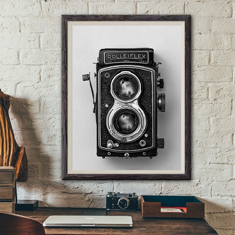 Rolleiflex постер для старой камеры черно белый винтажный принт хипстерский подарок