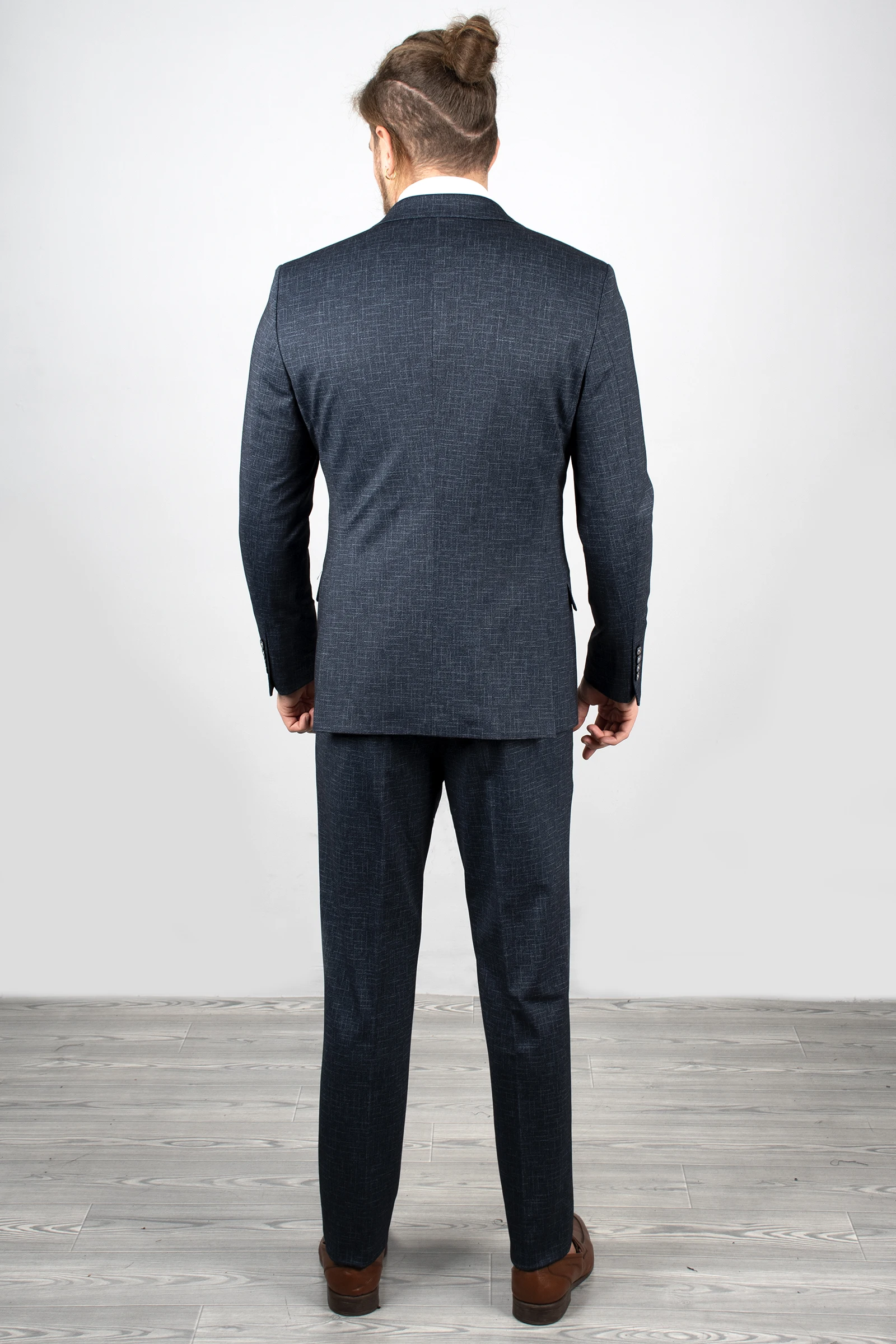 

DeepSEA Navy Blue Luxury Men 'S Suit Tuxedo Pattern Double Breasted Collar Fabric Tight-Fitting Mould Work (Blazer + Pants + Vest) 2001130
