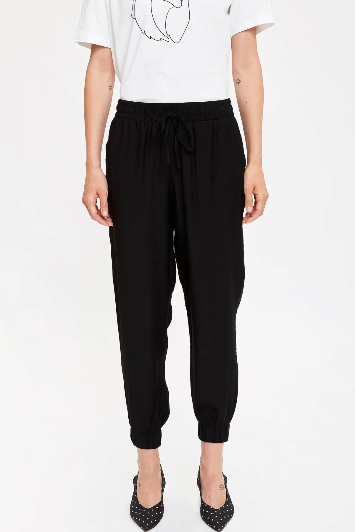 DeFacto женские модные спортивные брюки повседневные свободные штаны на завязках