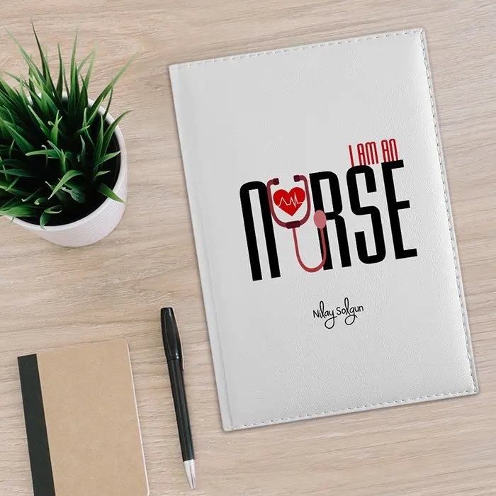 

Personalized Professional Nurse 2020 White Leather Organizer