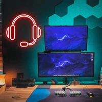 gaming headset led neon sign custom wall decor for art hanging aesthetic home shop party high quality acrylic brightness light
