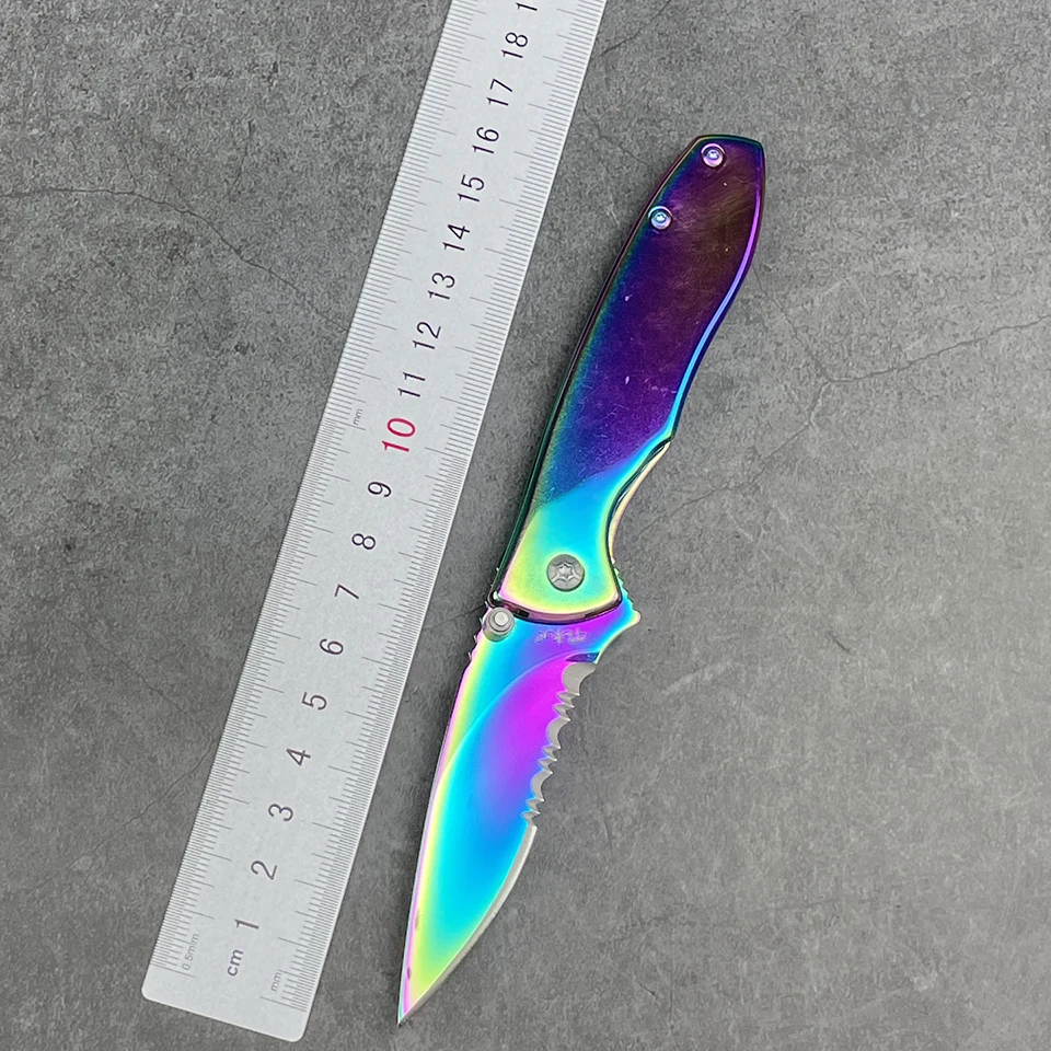 

Tekut Fairy LK5035A Colorful Folding Knife 7Cr17MoV Blade Stainless Steel Handle Camping Hunting EDC Gift Knife Collection