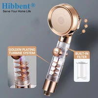 hibbent 3 modes high pressure shower head adjustable filtering rainfall shower pressurized water saving showerhead for bathroom