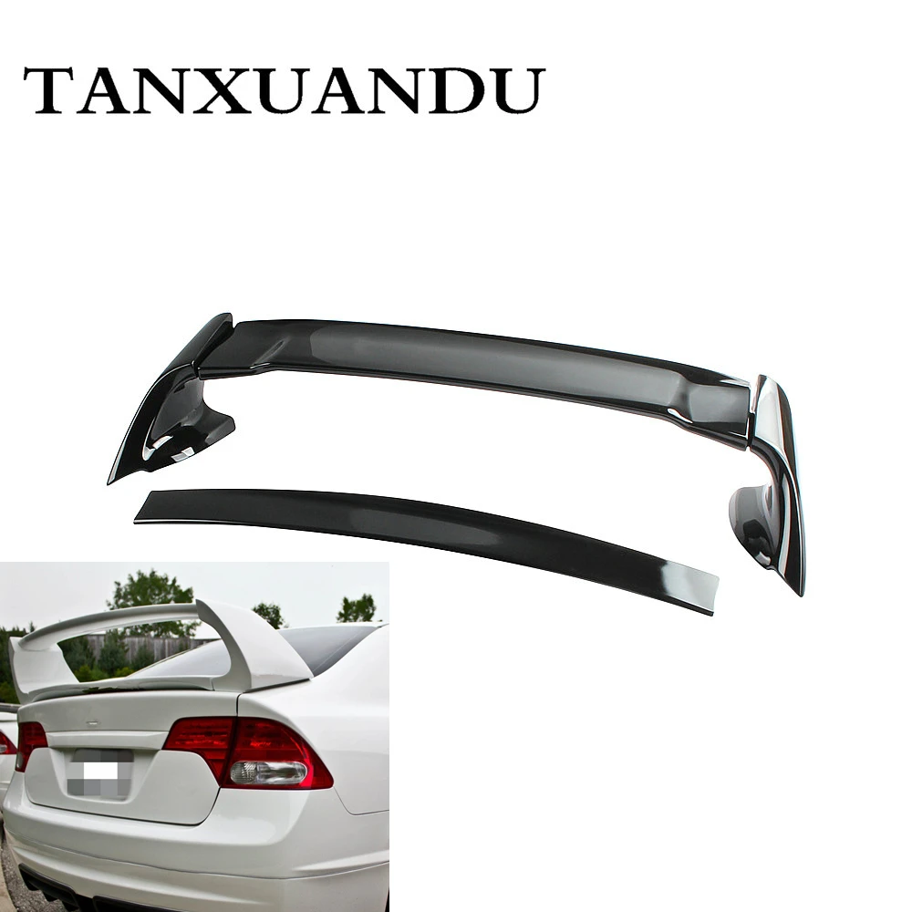 032610 Окрашенный черный блеск ABS задний багажник спойлер крыло двойной M U G E N RR