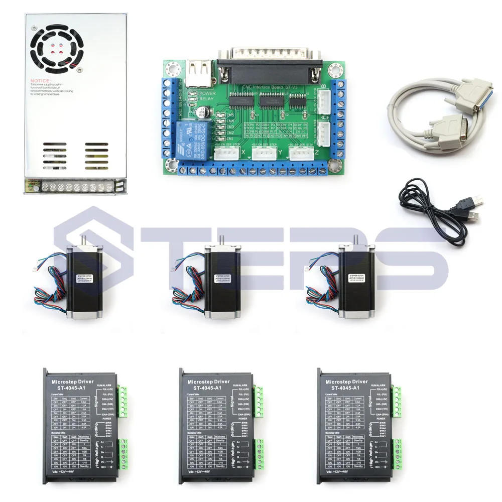 CNC mach3 3 осевой комплект драйвера TB6600 + одна плата для разрыва шт. Nema23 425 Oz in stepper motor