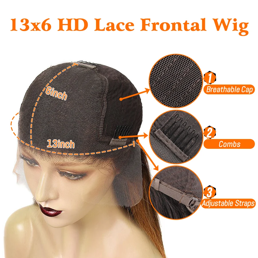 13*6 HD Lace Frontal Wigs Body Wave Natural Color Transparent PrePlucked Fake Scalp Cap Brazilian Remy Human Hair | Шиньоны и парики