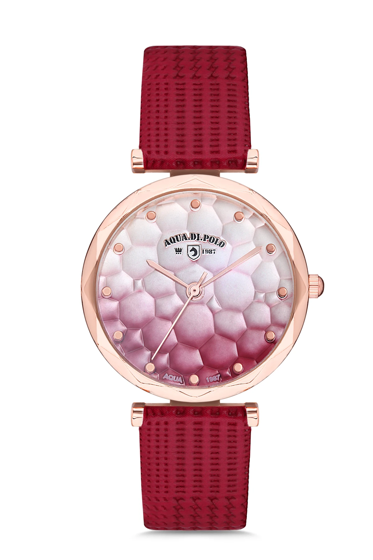 

2020 top Brand Luxury Fashion Women 'S Burgundy Leather Quartz Wristwatches Clock APSV1-A9433-KDBB2 Aqua di Polo 1987