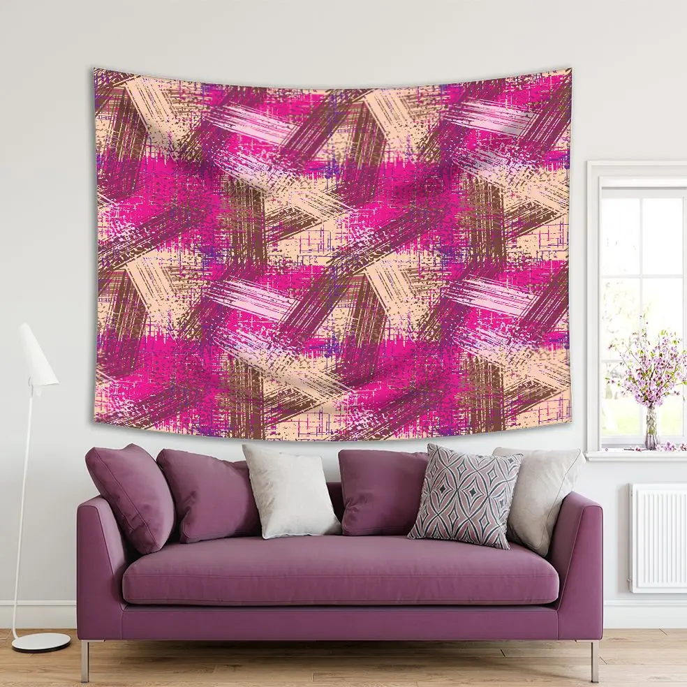

Tapestry Abstract Grunge Chaotic Pattern with Brushstrokes Art Camouflage Texture Effect Fashionable in Print Fuchsia Brown