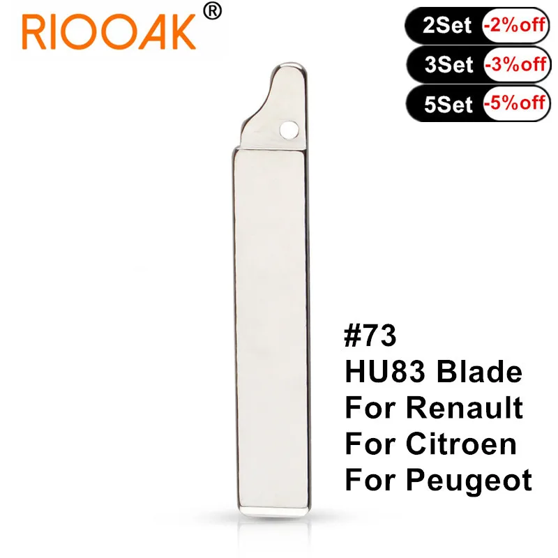 

10pcs #73 HU83 Blade Modified Car Key Blade Replacement With Groove For Renault Citroen Peugeot Flip Folding Key Blank