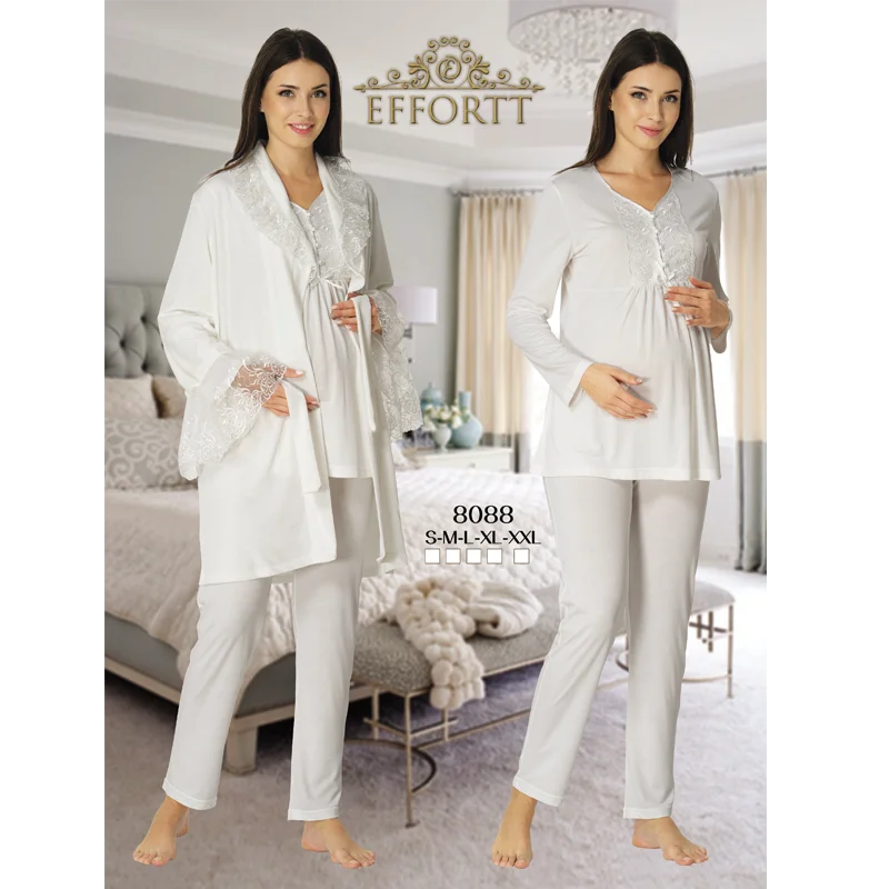 Women's Pajamas and Velvet Dressing Gown Turkish Cotton Production Maternity Pregnant Set Comfortable Clothes Soft Fabric enlarge