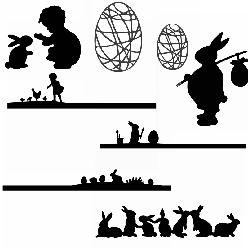 

Easter Rabbits Animals Mixed Shape Metal Cutting Dies Stencil Scrapbook Album Embossing For Gift Card Making Handcrafts