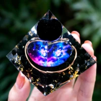 galaxy series orgonite obsidian crystal sphere with obsidian natural cristal stone aluminum shavings orgone energy healing reiki