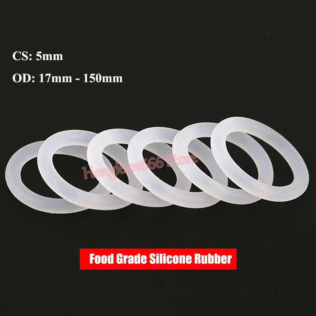 

CS 5mm Food Grade Silicone Rubber O-Ring OD 17mm-150mm White VMQ Sealing Washer O Ring Gaskets Waterproof And Insulated