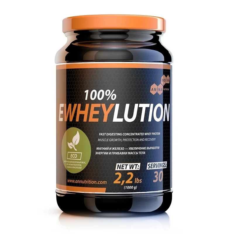 Концентрат сывороточного белка 100% EWHEYLUTION ANNA NOVA NUTRITION 1000 г протеин|Спортивное