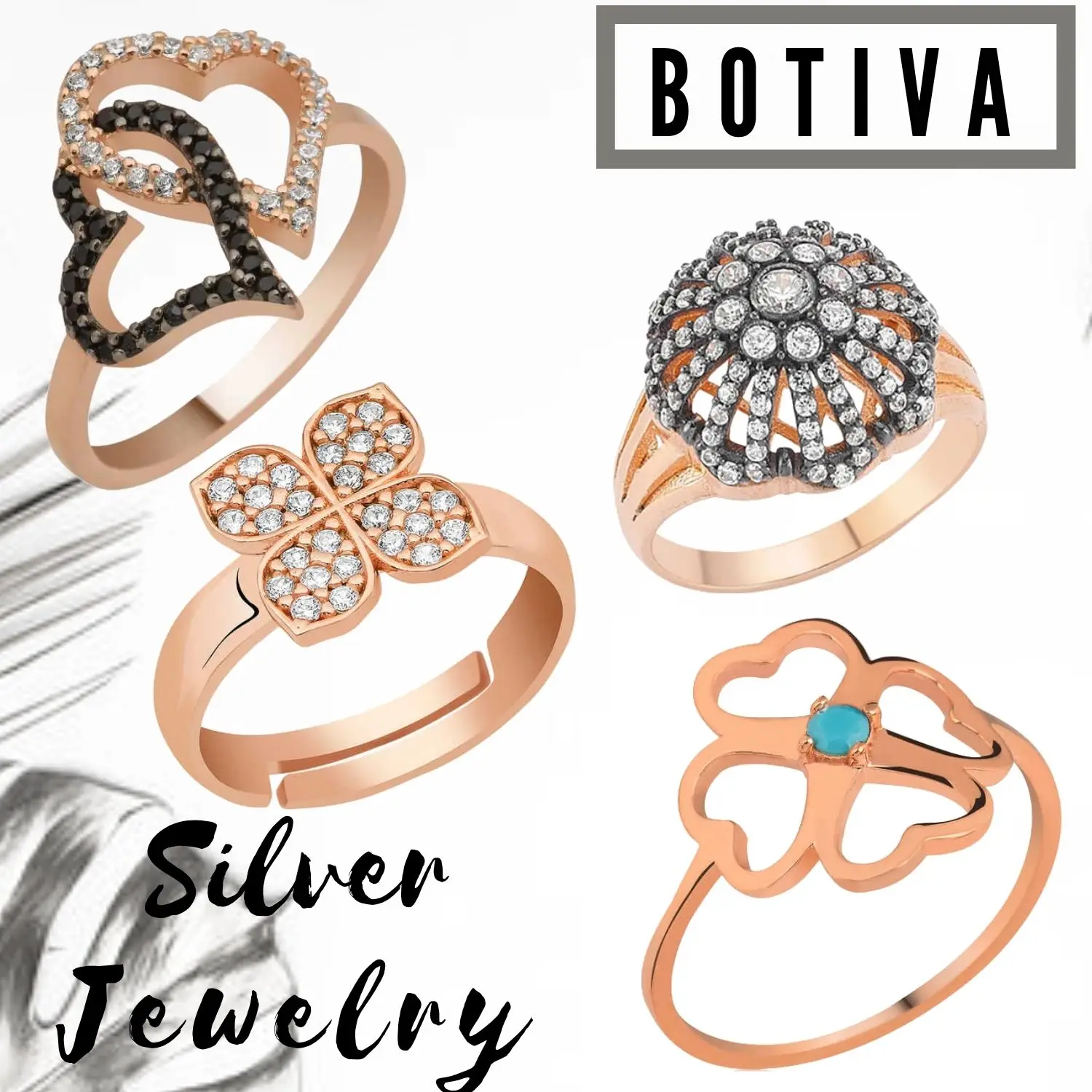 Bague en argent regardé 925 pour femme, goutte de moto, coupe tan, bijoux de fête de mariage, boîte-cadeau d'anniversaire, mode féminine, taille Botiva, motifs brodés turcs