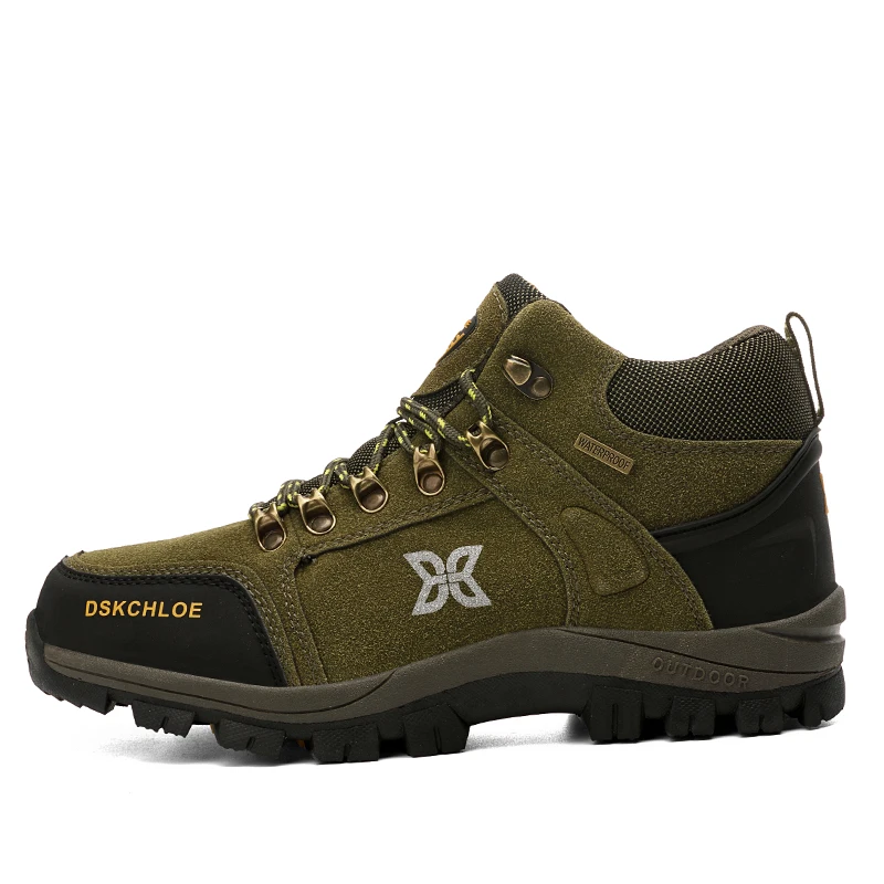 

Men Lace-Up Hiking Shoes Male Outdoor Breathable Waterproof Leather Climbing Trekking Sneakers