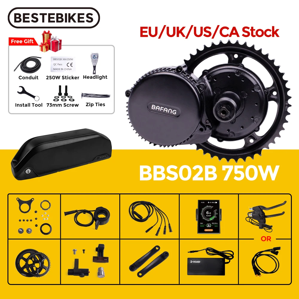 Bafang 48В 750 Вт BBS02B BBS02 двигатель среднего привода 8Fun мотор электрический велосипед