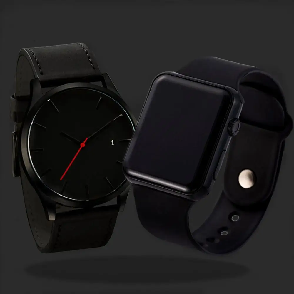 Мужские часы Reloj Hombre мужские кожаные кварцевые наручные цифровые спортивные