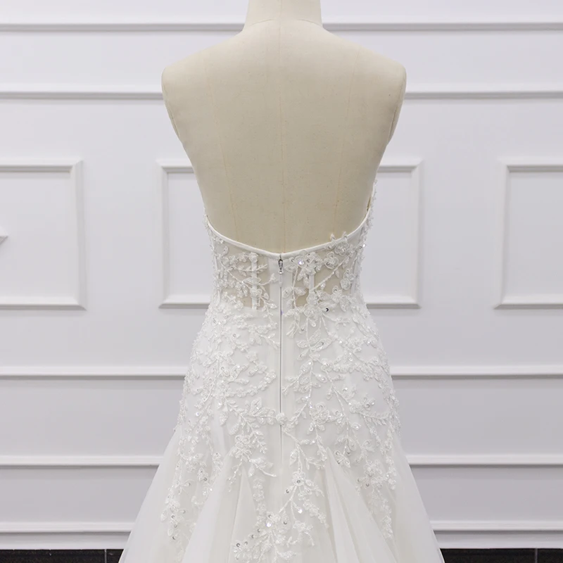 Eslieb Mermaid Wedding Dress Luxury Dress With Bling Beadings Sleeveless Bridal Dress Bones Zipper Sweetheart 19002