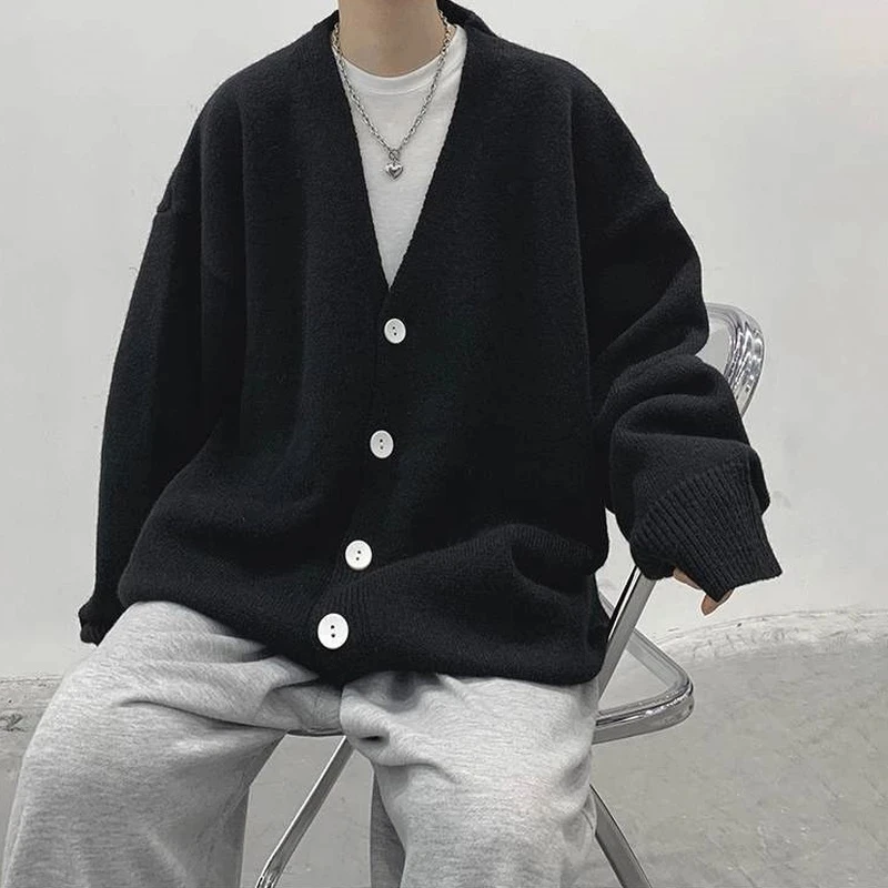 

Simple knitted pullover-Men's knitted sweater 2020 knitted sweater long-sleeved knitted sweater men's autumn and winter solid co
