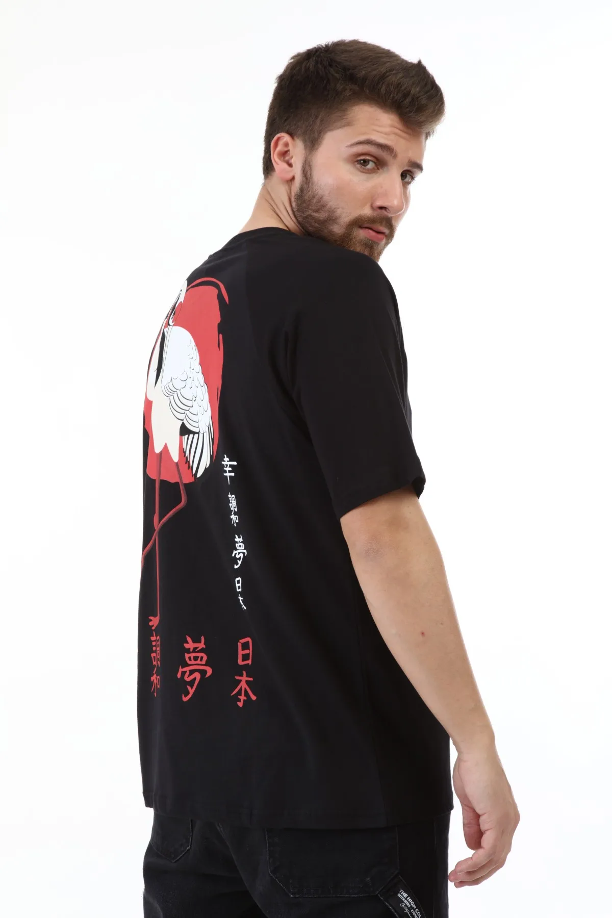 

Men's Japanese printed oversized black t-shirt 2021 new season