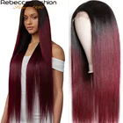 Парики из натуральных прямых волос Rebecca, прямые, с эффектом омбре, 4X4, T1B99J 1B27 1B30