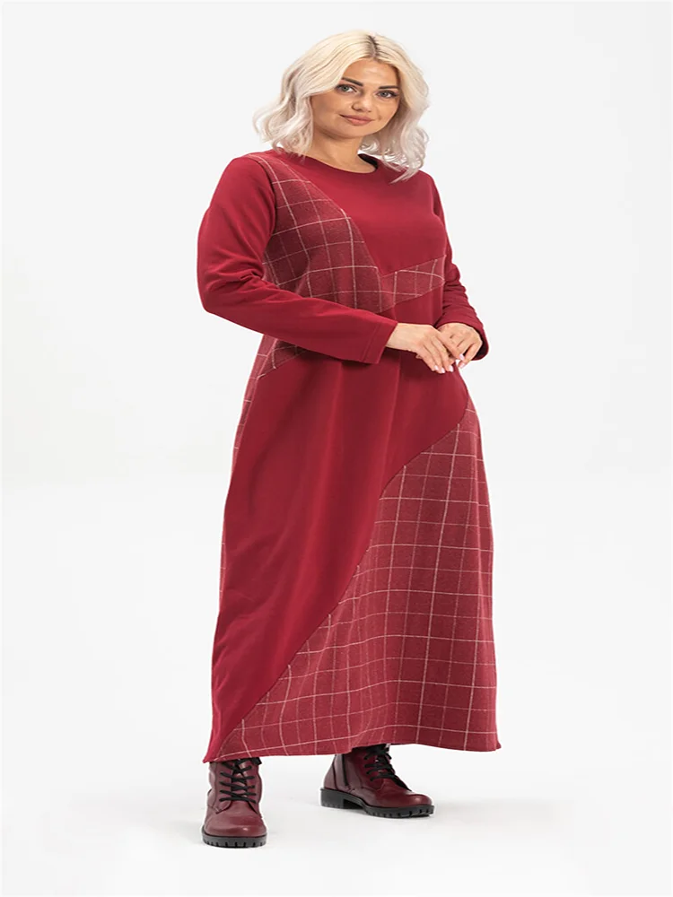 Женское длинное платье-хиджаб ручной работы, толстое зимнее платье с квадратным узором, модное платье в мусульманском стиле, модель 2022 года,...