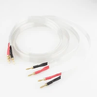 new hi end ribbon audio speaker cable occ silver plated hi end loudspeaker cable with gold plated banana plug