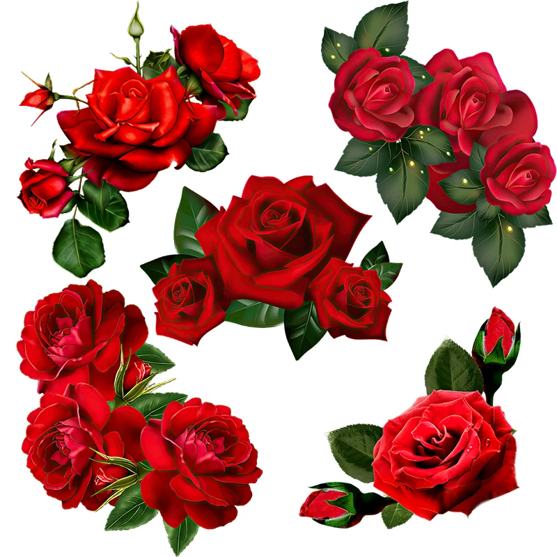 

Three Ratels QCF217 Beautiful red rose wall sticker art for home decoration Toilet Decal