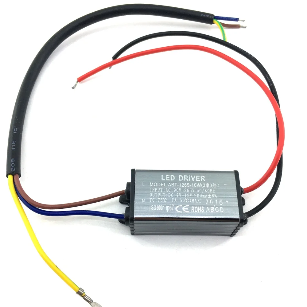 Драйвер для светодиодов 900mA AC220V DC7-12V 10 Вт IP67 62x30x23mm /Светодиодный драйвер ABT-1265 |